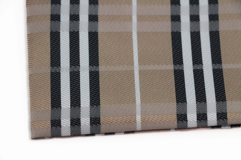 Mens Latte, White & Black Striped Silk Pocket Square