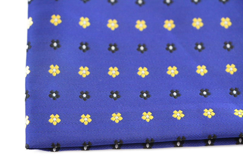 Mens Blue & Yellow Flower Silk Pocket Square