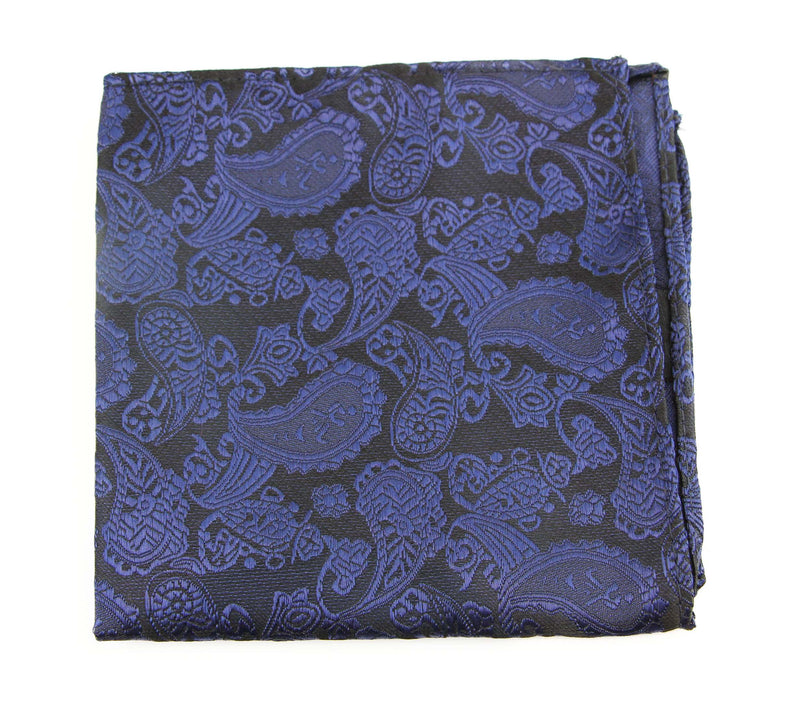 Mens Black & Dark Purple Paisley Silk Pocket Square