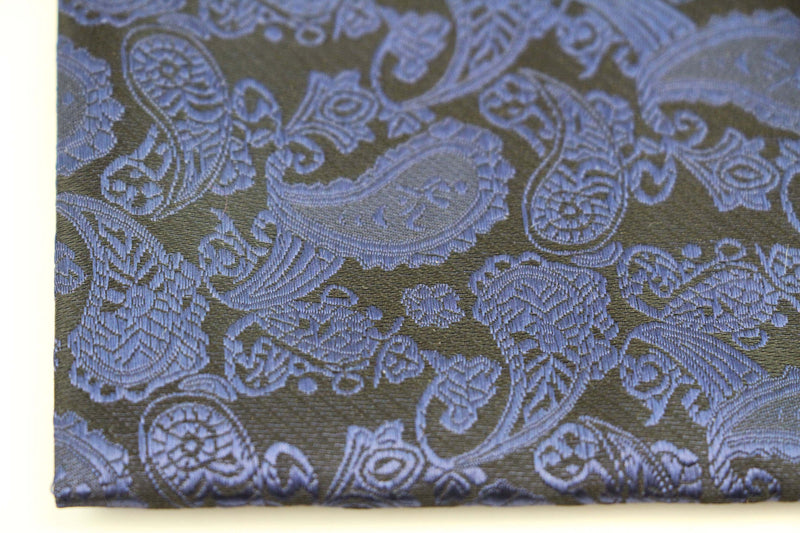 Mens Black & Dark Purple Paisley Silk Pocket Square