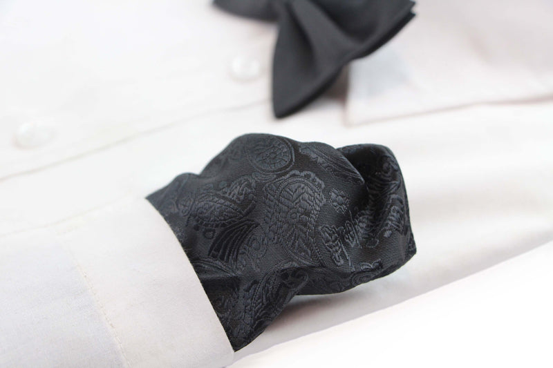 Mens Black Paisley Silk Pocket Square