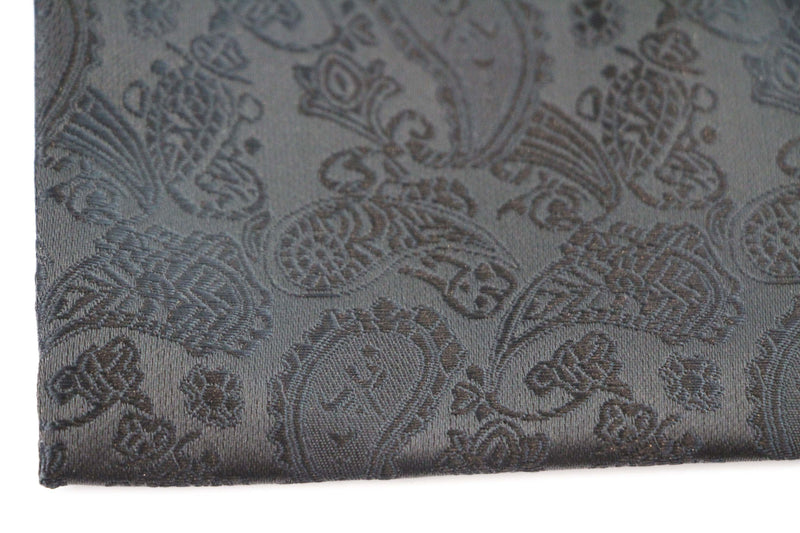 Mens Black Paisley Silk Pocket Square