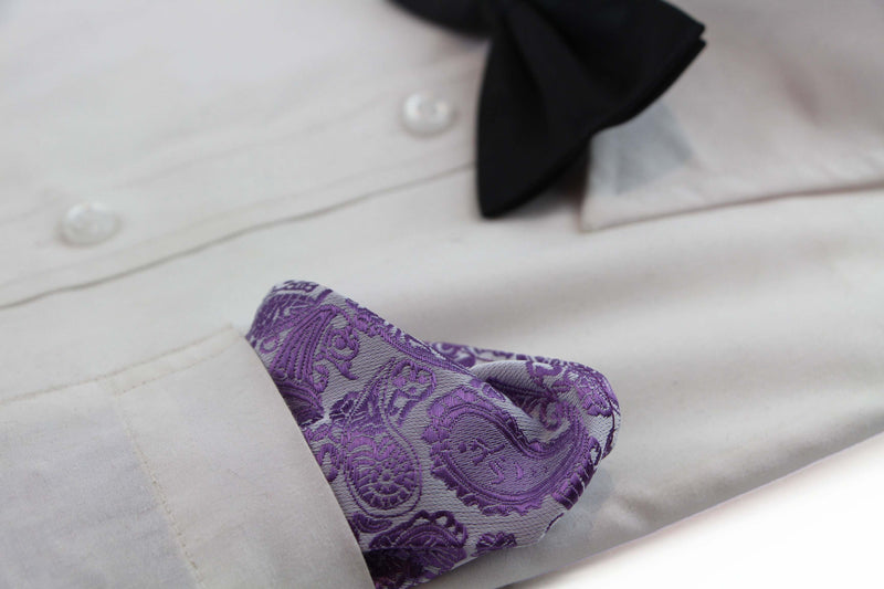 Mens Violet & Purple Paisley Silk Pocket Square