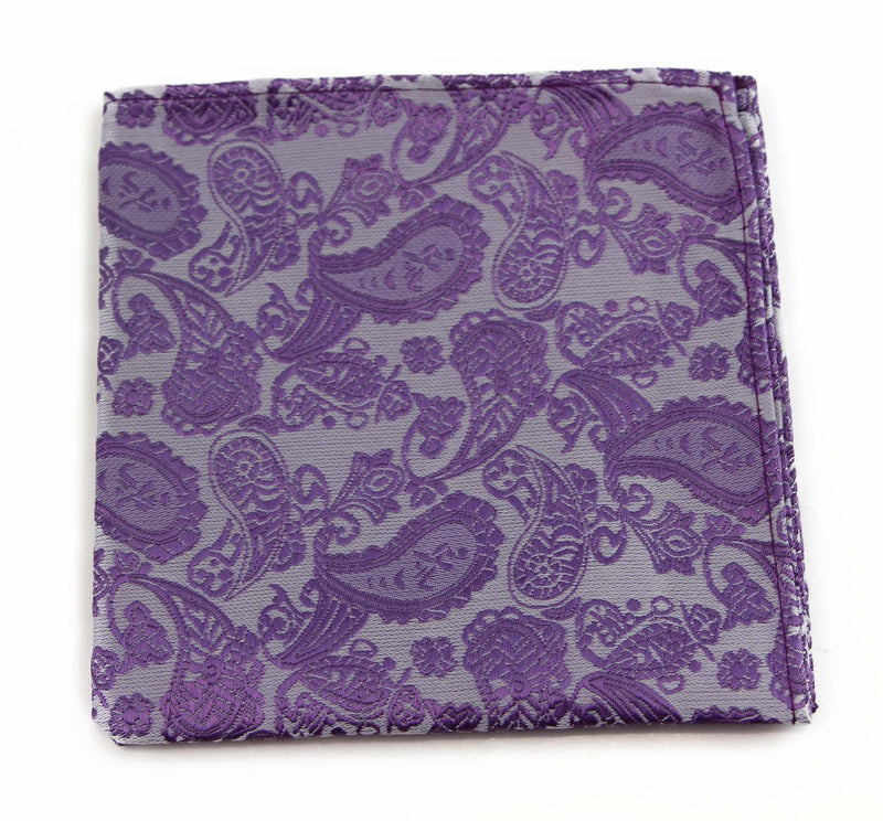 Mens Violet & Purple Paisley Silk Pocket Square