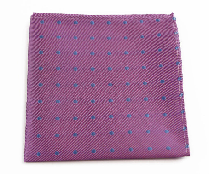 Mens Light Pink & Blue Small Polka Dot Silk Pocket Square