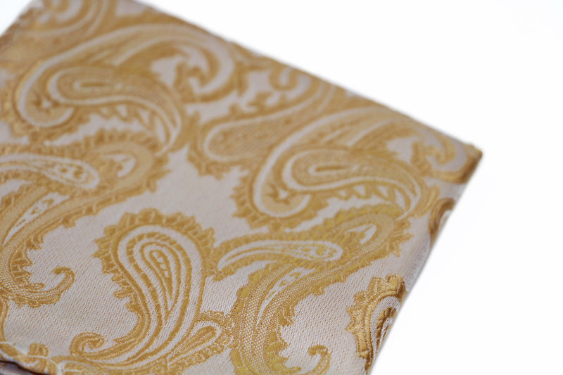 Mens Gold & Cream Paisley Pocket Square