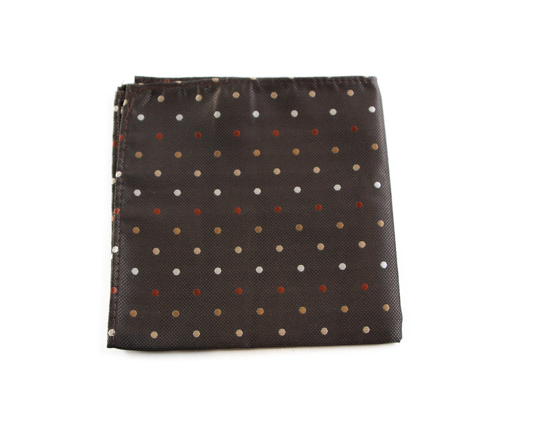 Mens Brown Small Polka Dot Silk Pocket Square