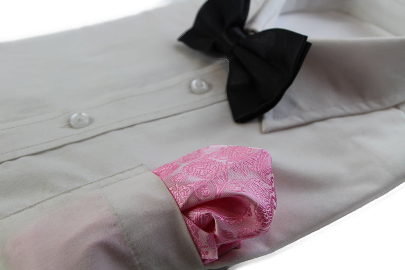 Mens Light Pink Paisley Silk Pocket Square