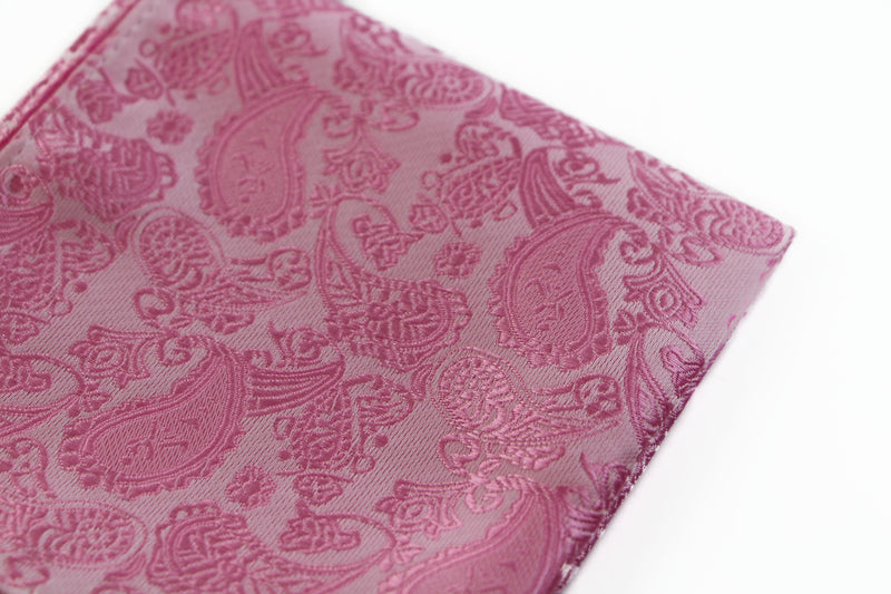 Mens Light Pink Paisley Silk Pocket Square