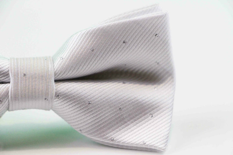 Mens White With Silver Stars Matching Bow Tie & Pocket Square Set