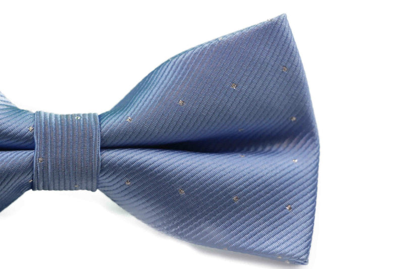 Mens Light Blue With Silver Stars Matching Bow Tie & Pocket Square Set
