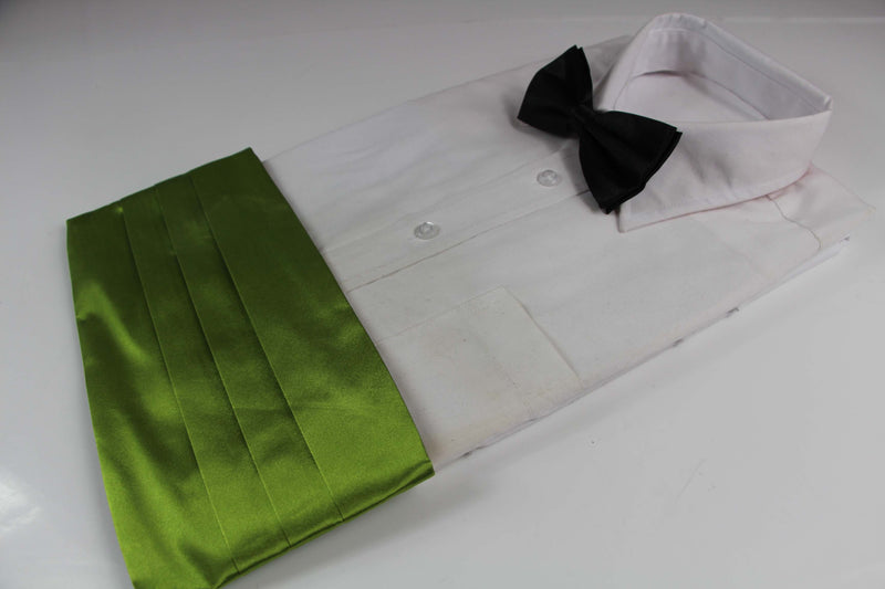 Mens Light Green Cummerbund & Black Bow Tie Set