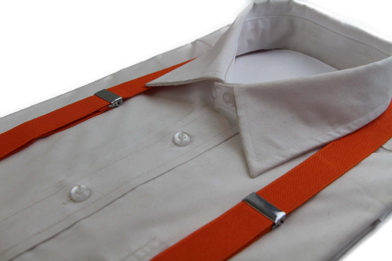 Adjustable 100cm Orange Adult Mens Suspenders