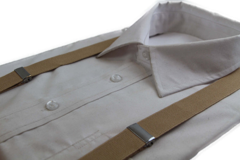 Adjustable 100cm Latte Adult Mens Suspenders