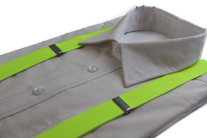 Extra Long Adjustable 138cm Fluro Yellow Adult Mens Suspenders