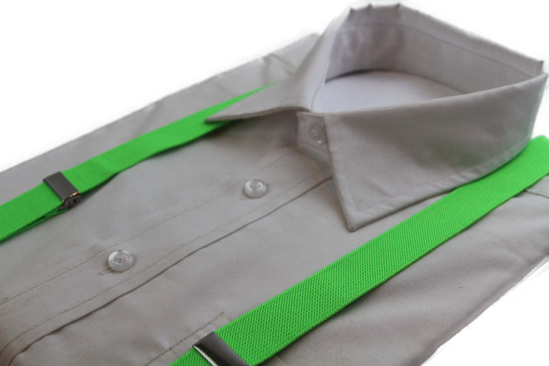 Extra Long Adjustable 138cm Fluro Green Adult Mens Suspenders