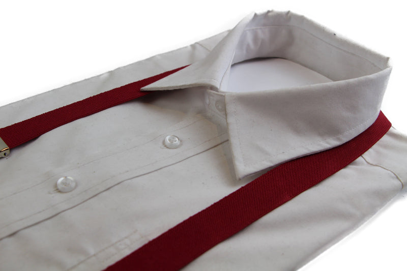 Extra Long Adjustable 138cm Dark Red Adult Mens Suspenders