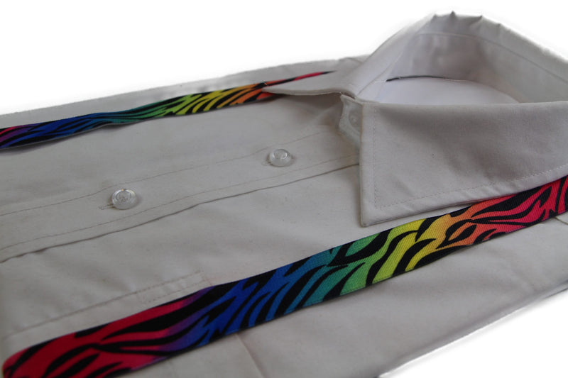 Boys Adjustable Rainbow Zebra Patterned Suspenders