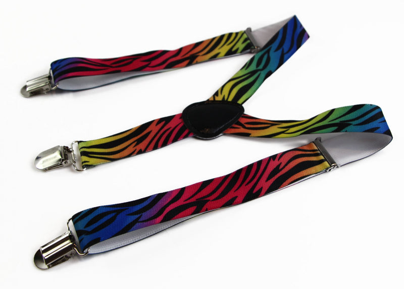 Boys Adjustable Rainbow Zebra Patterned Suspenders
