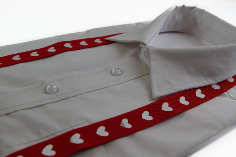 Boys Adjustable Red With White Love Hearts Patterned Suspenders - Zasel Home of Big Brands