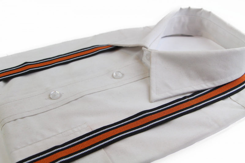 Boys Adjustable Black, White & Orange Striped Patterned Suspenders - Zasel Home of Big Brands