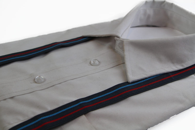 Boys Adjustable Charcoal, Red & Light Blue Striped Patterned Suspenders - Zasel Home of Big Brands