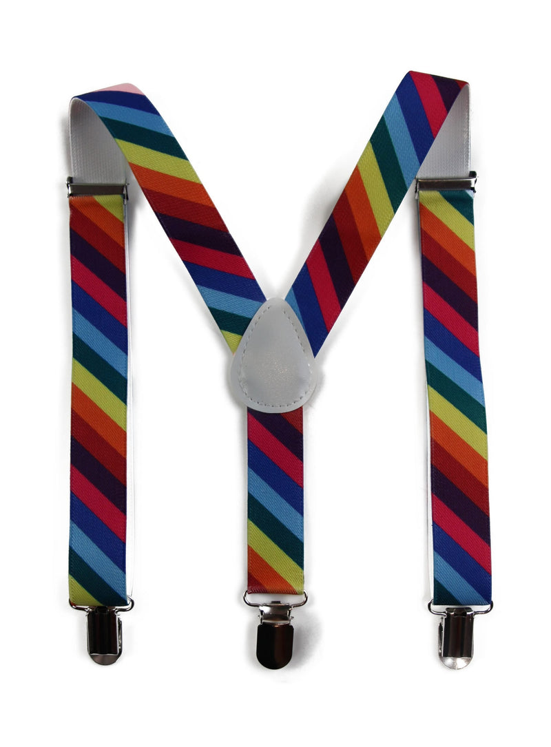 Boys Adjustable Multicoloured Rainbow Diagonal Striped Patterned Suspenders - Zasel Home of Big Brands
