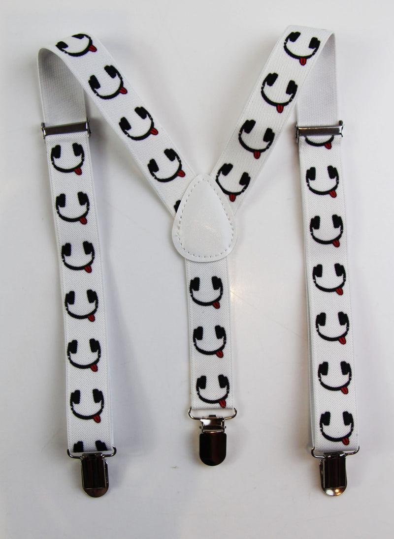 Boys Adjustable White & Black Headphones Patterned Suspenders - Zasel Home of Big Brands