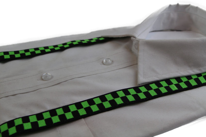 Boys Adjustable Green & Black Checkered Patterned Suspenders - Zasel Home of Big Brands