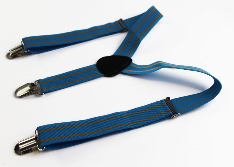 Boys Adjustable Light Blue & Latte Patterned Suspenders - Zasel Home of Big Brands