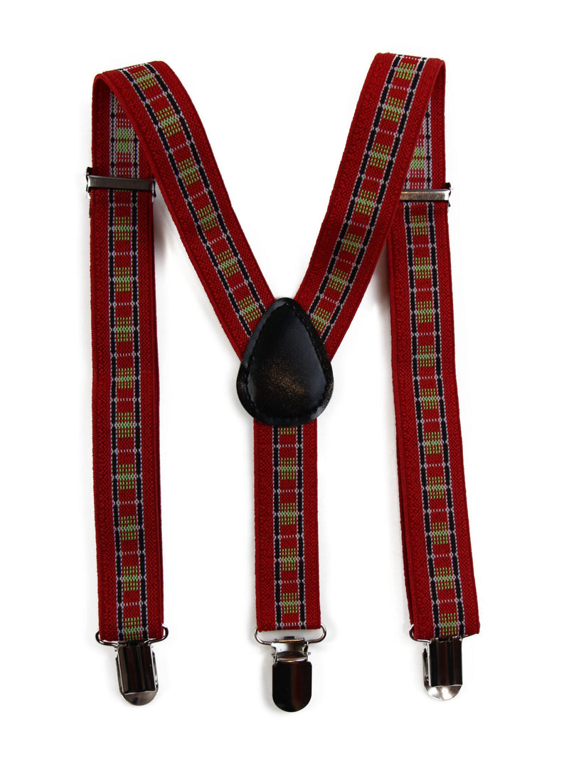 Boys Adjustable Red Train Tracks Patterned Suspenders - Zasel Home of Big Brands