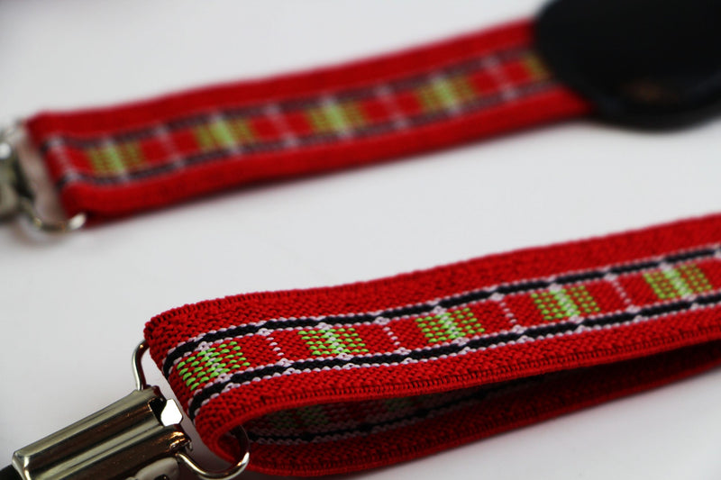 Boys Adjustable Red Train Tracks Patterned Suspenders - Zasel Home of Big Brands