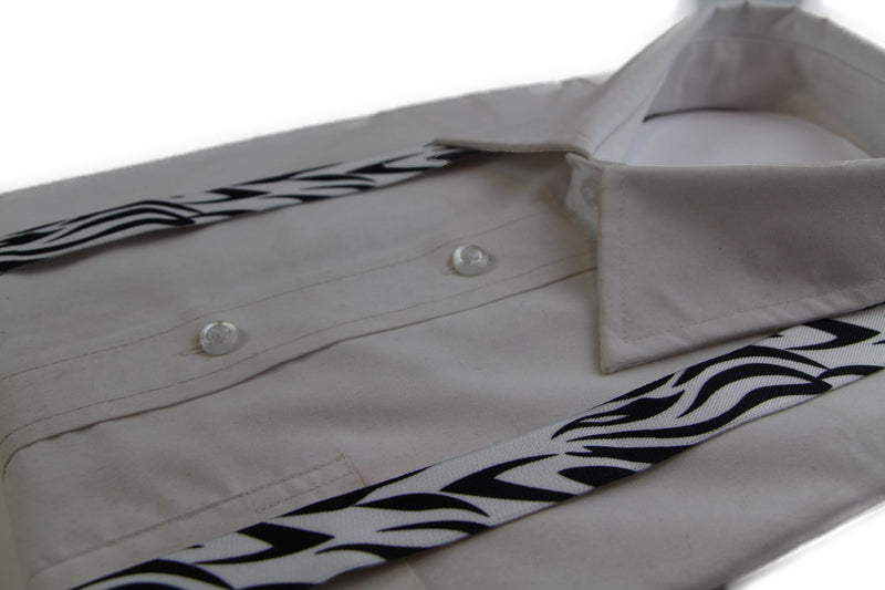 Boys Adjustable White & Black Zebra Patterned Suspenders - Zasel Home of Big Brands