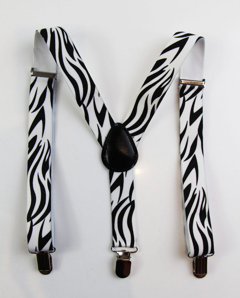 Boys Adjustable White & Black Zebra Patterned Suspenders - Zasel Home of Big Brands