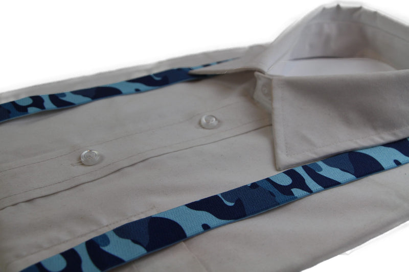 Boys Adjustable Blue Camouflage Patterned 65cm Suspenders - Zasel Home of Big Brands