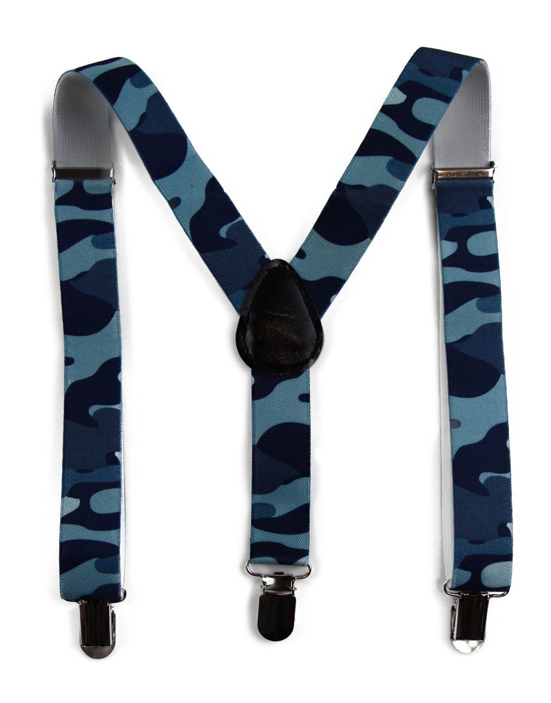 Boys Adjustable Blue Camouflage Patterned 65cm Suspenders - Zasel Home of Big Brands