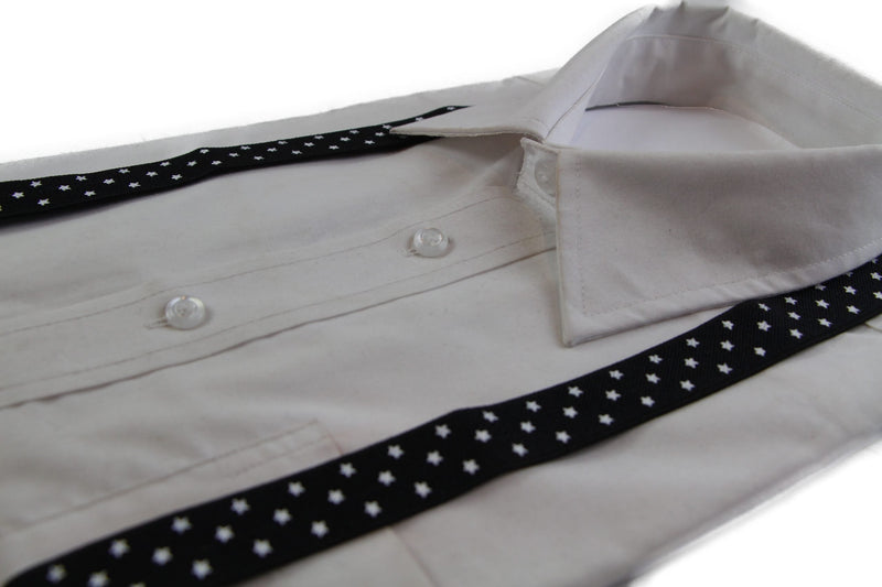 Boys Adjustable Black With White Stars Patterned Suspenders - Zasel Home of Big Brands
