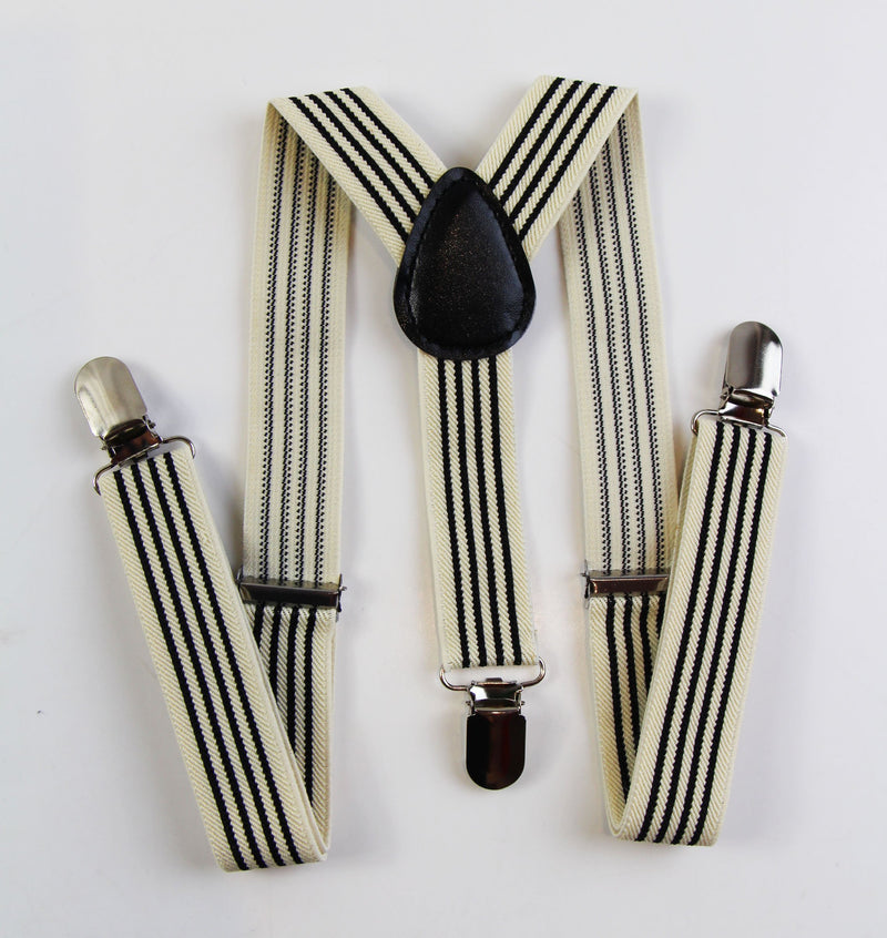 Boys Adjustable Latte & Black Striped Patterned Suspenders - Zasel Home of Big Brands