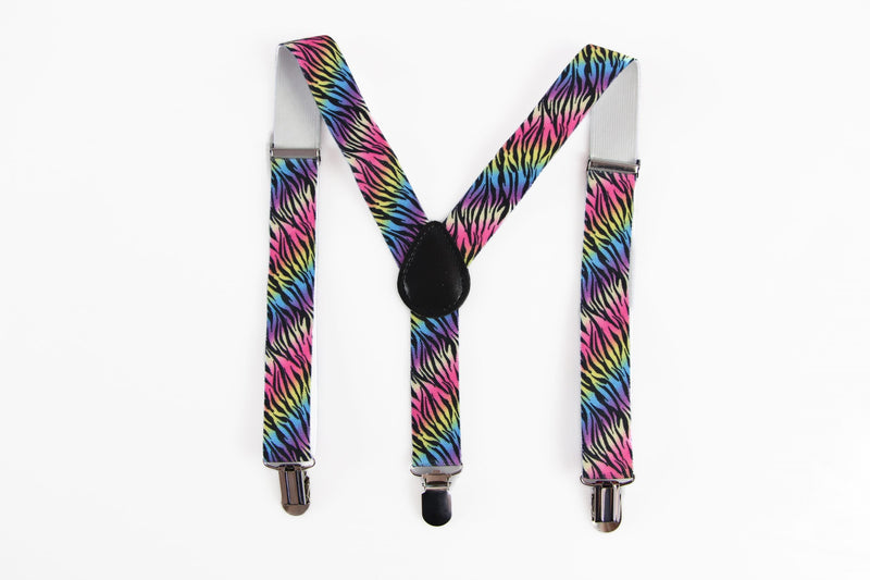 Boys Adjustable Bright Rainbow Zebra Patterned Suspenders - Zasel Home of Big Brands