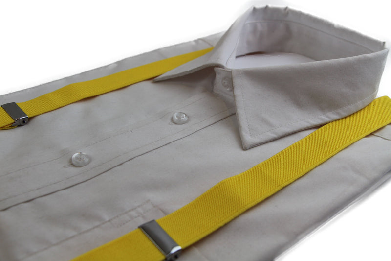Adjustable 85cm Yellow Adult Mens Suspenders