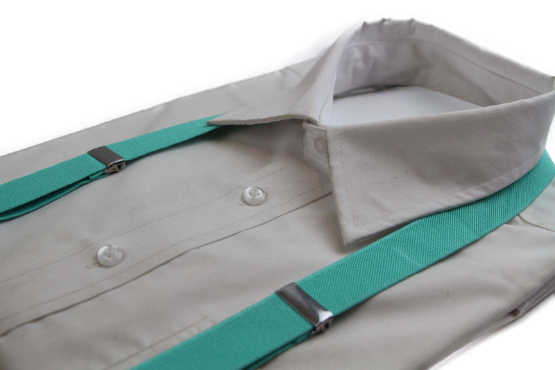 Adjustable 85cm Mint Green Adult Mens Suspenders