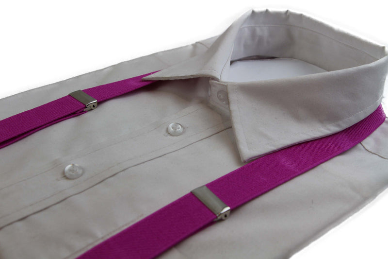 Adjustable 85cm Magenta Adult Mens Suspenders