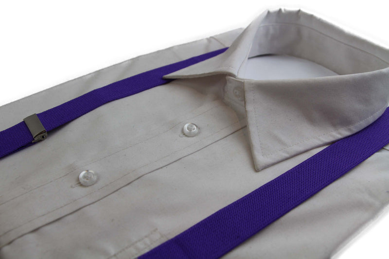 Adjustable 85cm Purple Adult Mens Suspenders