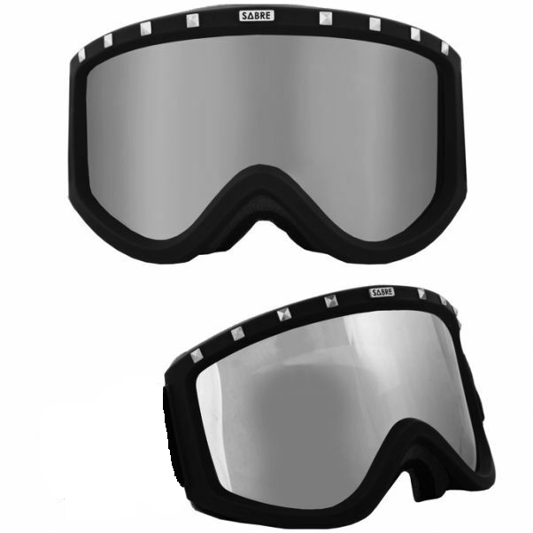 Sabre Snow Goggles Snowboarding Ski Black Frame Silver Lens Strapless Sn1005a