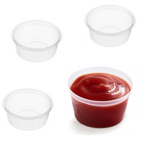 50 X 70Ml Clear Plastic Sauce Containers With Lids Takeaway Grazing Container
