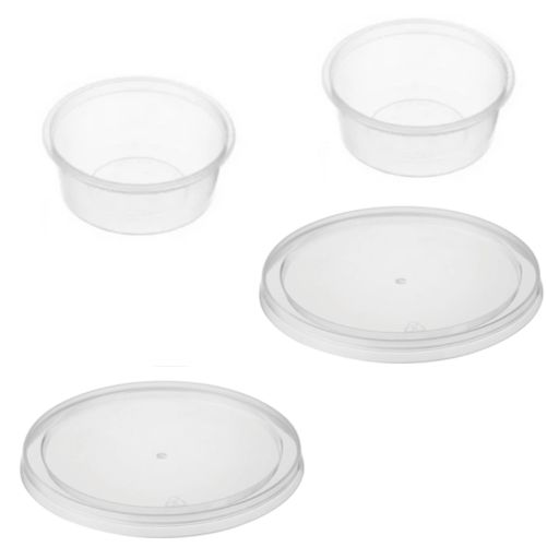 50 X 70Ml Clear Plastic Sauce Containers With Lids Takeaway Grazing Container