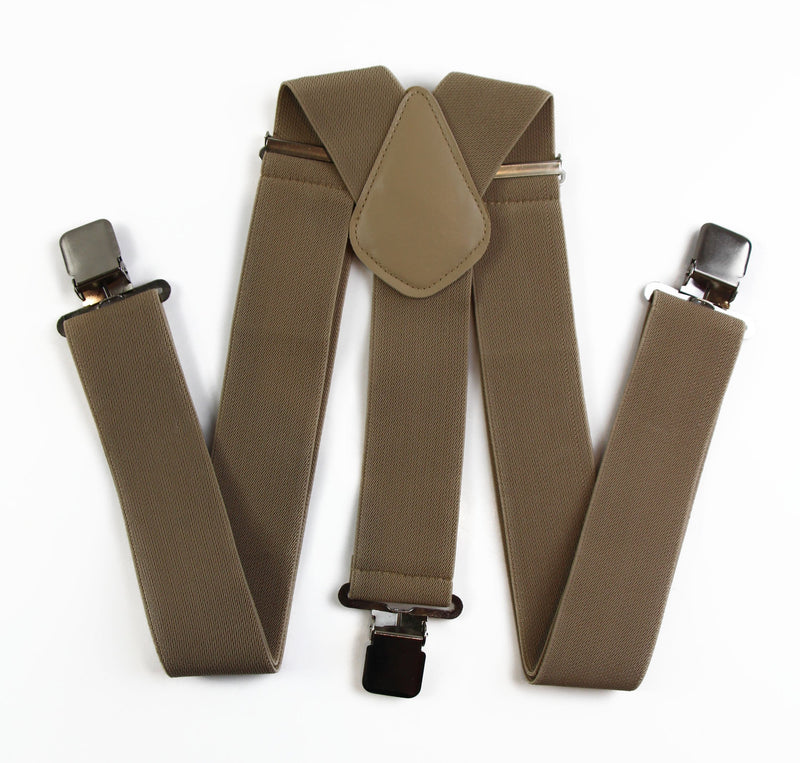 Extra Wide Heavy Duty Adjustable 120cm Latte Adult Mens Suspenders