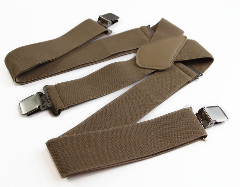 Extra Wide Heavy Duty Adjustable 120cm Latte Adult Mens Suspenders