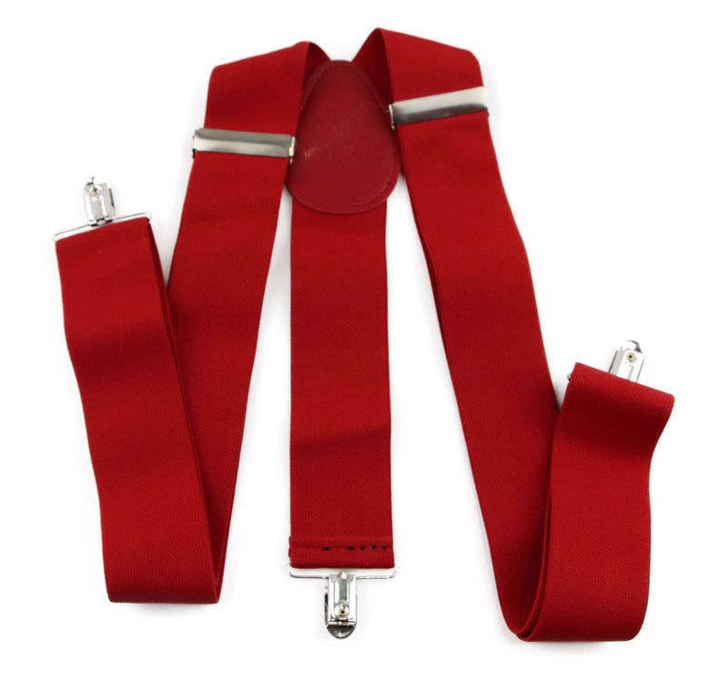 Extra Wide Heavy Duty Adjustable 120cm Red Adult Mens Suspenders