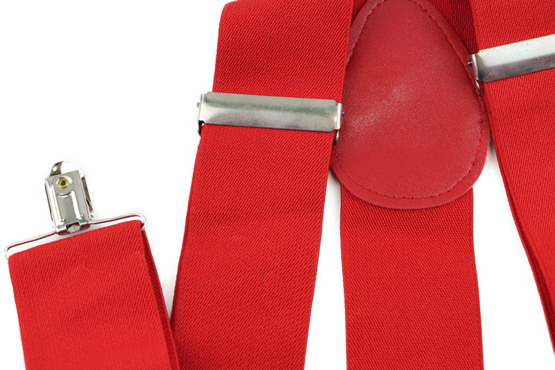 Extra Wide Heavy Duty Adjustable 120cm Red Adult Mens Suspenders